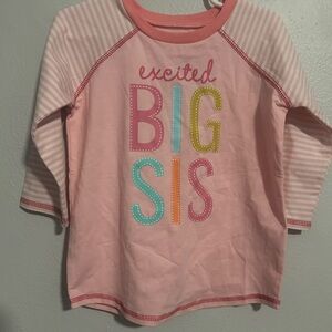 Mud Pie Excited Big Sis Pink and Multicolor Long Sleeve Shirt 4T-5T NWT
